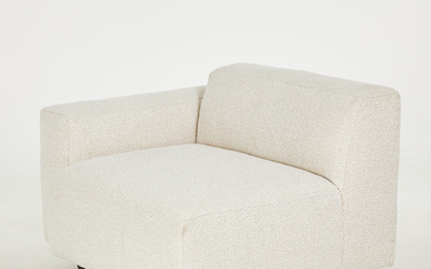 SOFA/CORNER SOFA, “Brick left module”, left corner module, white textile upholstery, No Ga, contemporary.