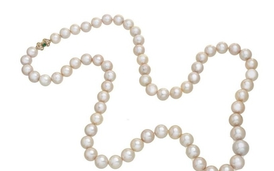 South Sea Pearl (11-15MM) 18KT Gold & Emerald Necklace, L 33”, T.W. 200 GR