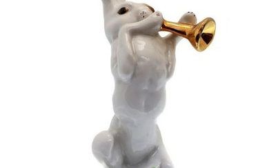 SOVIET PORCELAIN LFZ FIGURINE HARE PLAYING A PIPE