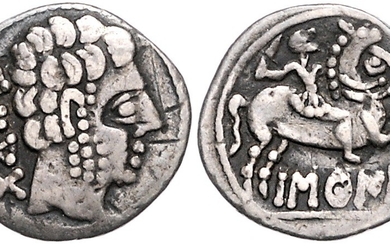 SPANIEN, CITERIOR / Stadt Baskunes, AR Denar (133-100 v.Chr.)