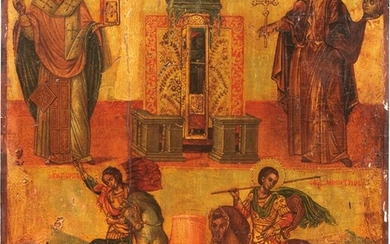 San Nicola, San Giorgio, San Michele e Santa, Icona del XIX secolo