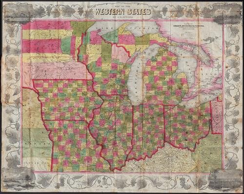 Scarce pocket map of Western States, 1855
