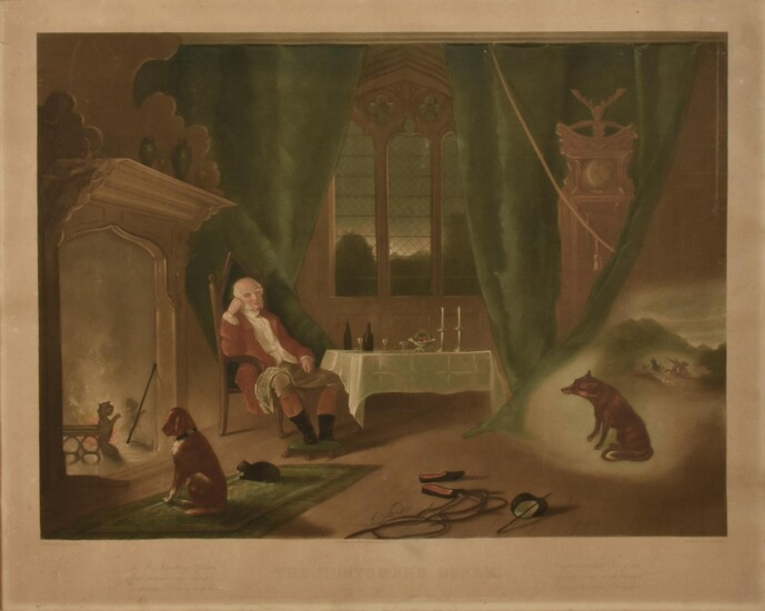 Scuola del XIX secolo THE HUNTSMAN'S DREAM stampa, cm 56x70 dipinto da E....