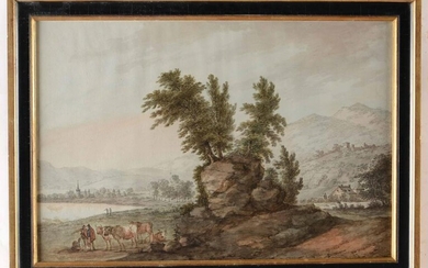Scuola italiana del XVIII secolo, Paesaggi con pastori