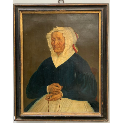 Scuola lombarda del secolo XIX "Ritratto di Teresa Bellasia" olio su tela (cm 74x55) Al retro: cartiglio. In cornice antica...