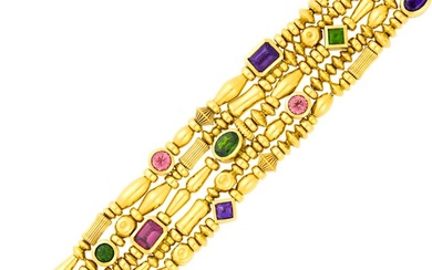 Seidengang Five Strand Gold and Gem-Set Bracelet
