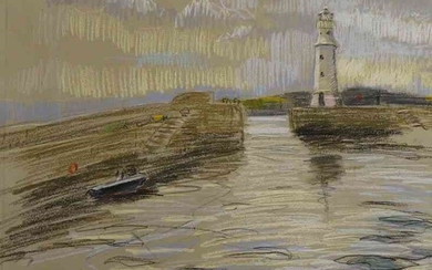 Selina Wilson (British, B.1986) "Newhaven Quay, Edinburgh", pastel on paper, signed to lower left