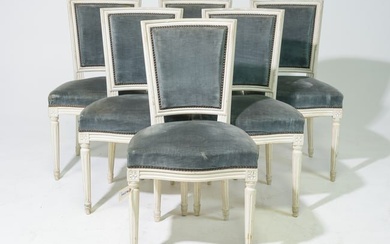 Set Of 6 Louis XVI Style Painted Chairs