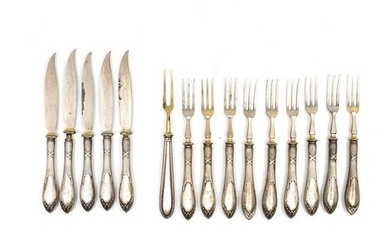Set of 15 800 Silver Flatware Forks and Knives
