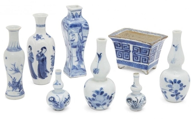 Seven Chinese porcelain small vases and a...