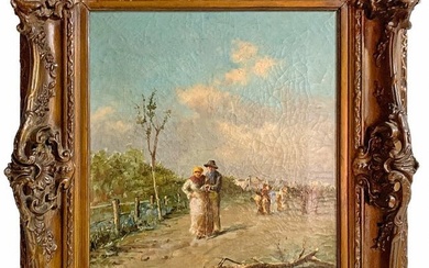 Signed L. RICCIARDI Antique Oil on Canvas