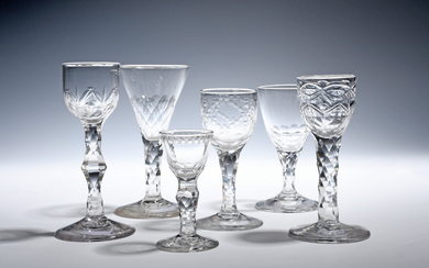 Six wine glasses c.1760-90
