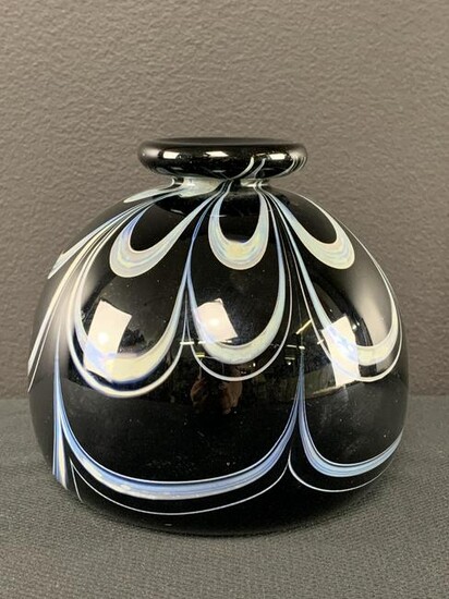 Small Art Glass Bud Vase, Signed Graff