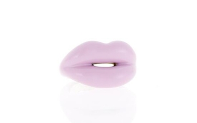 Solange Azagury-Partridge Silver and Lavender Enamel 'Hot Lips' Ring
