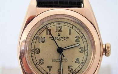 Solid 14k Rose Gold ROLEX Bubble Back Automatic Watch