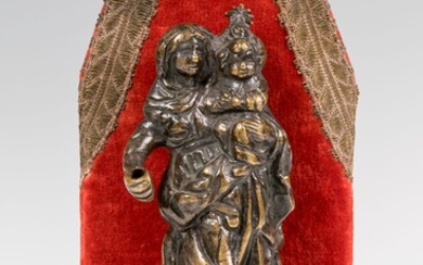 Spanish school; XVII century. "Virgin with Child". Bronze