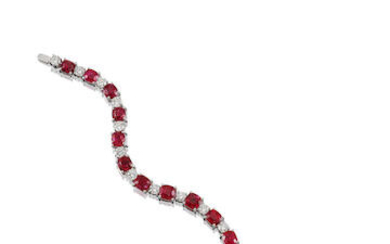 Spinel and Diamond Bracelet with GIA