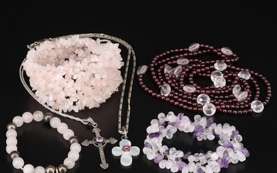 Sterling, Rose Quartz and Amethyst Featured in Gemstone Jewelry Assortment