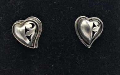 Sterling Silver Earrings Stylized Heart
