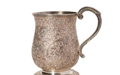 Sterling Silver Hand Chased Floral Repousse Cup