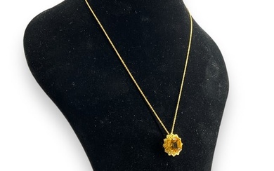Sterling Silver Necklace and Pendant with Citrine Stone