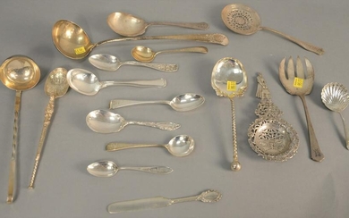 Sterling spoon lot with ladles and serving spoons
