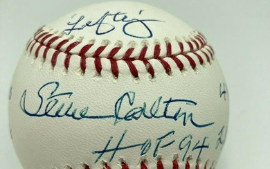 Steve Carlton Signed Heavily Inscribed Stat MLB Baseball With JSA COA
