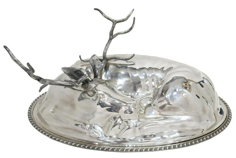 TEGHINI FIRENZE SILVERPLATE STAG COVERED PLATTER