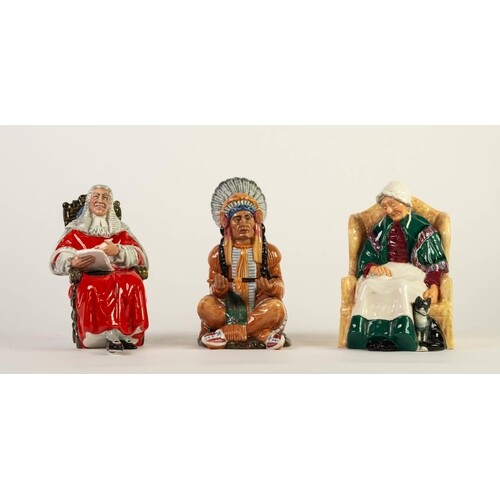 THREE ROYAL DOULTON CHINA SEATED FIGURES, comprising: ‘The J...