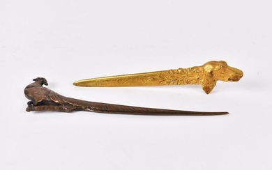 TWO BRONZE LETTER OPENERS