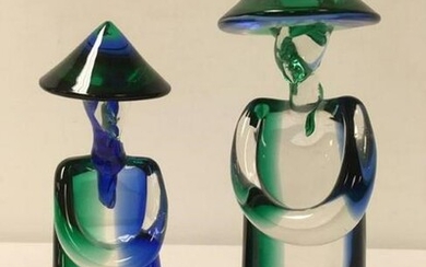 TWO SEGUSO MURANO SOMMERSO GLASS FIGURES