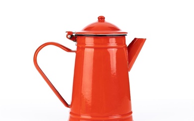 Tall Red Vintage Enamel Coffee Pot H:23cm x L:22