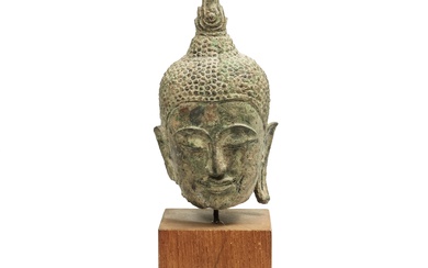 Thailand, a bronze Buddha head, Ayutthaya, 17th century.