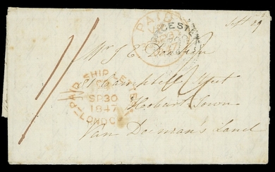 The Toulmin Packet Service U.K. to Australia Voyage 45 1847 (28 Sept.) entire letter from Upton...