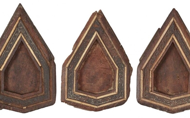 Three Mamluk bone-inlaid carved wood panels, Egypt, circa 14th century,...