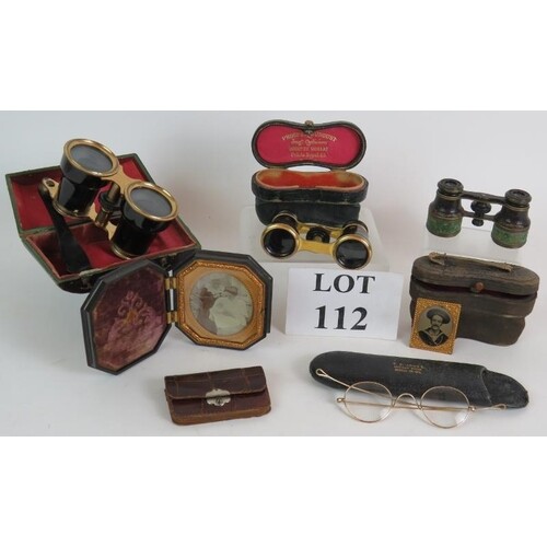 Three pairs of 19th Century opera glasses including one pair...