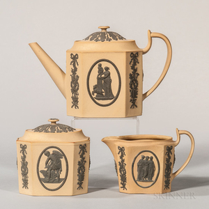 Three-piece Wedgwood Caneware Tea Set