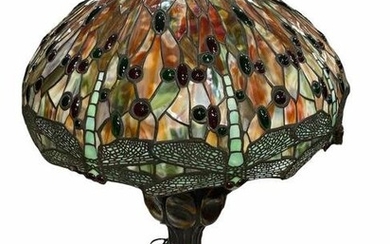Tiffany Style Stained Glass Dragonfly Turtleback Base