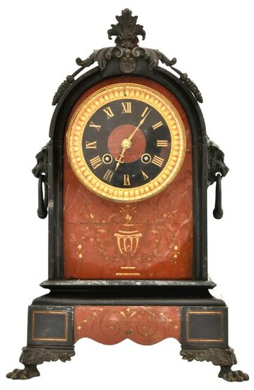 Tiffany & Co. Bronze & Marble Mantel Clock