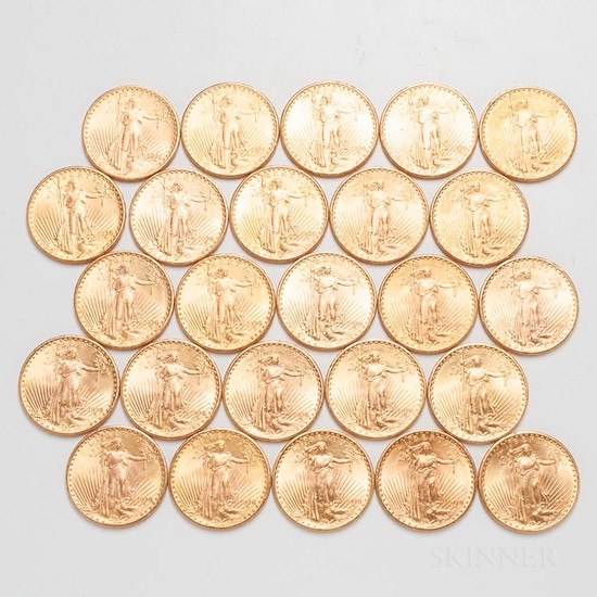 Twenty-six $20 St. Gaudens Double Eagle Gold Coins