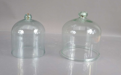 Two 19th Century Victorian hand-blown glass domes