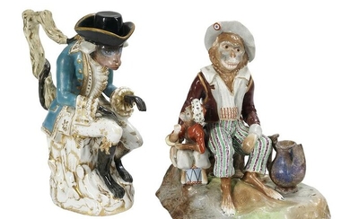 Two Jacob Petit Paris Porcelain Monkey Figures