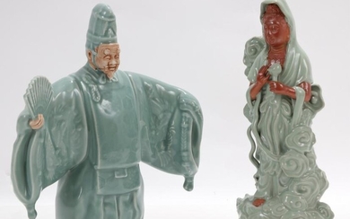 Two Japanese Celadon Figures, 20th C.
