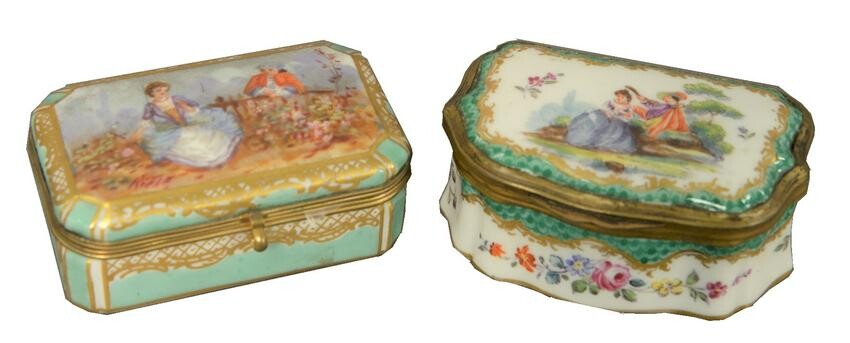 Two Meissen Porcelain Boxes, each having painted