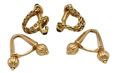 Two Pairs of 18 Karat Gold Cufflinks, to include one