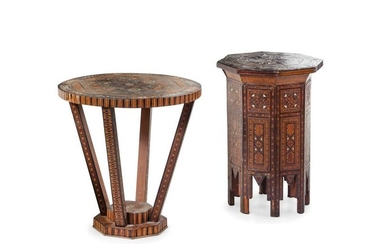 Two Syrian Mother-of-Pearl Inlaid Side Tables Height