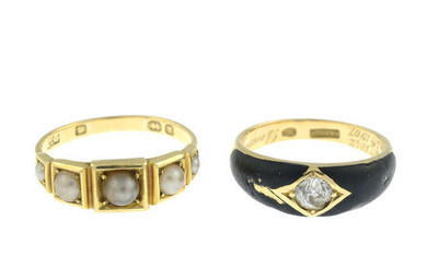 Two late 19th and early 20th century gold gem-set rings.
