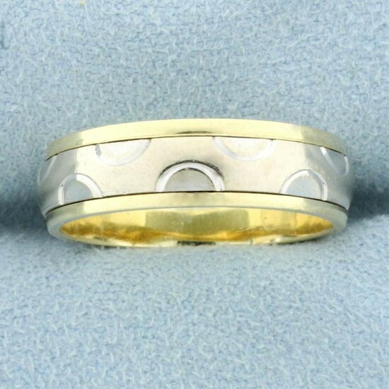 Unique Two Tone Band Ring in 14K Yellow and White Gold