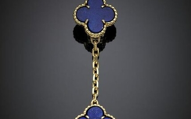 VAN CLEEF & ARPELS Yellow gold lapis "Alhambra" pendant