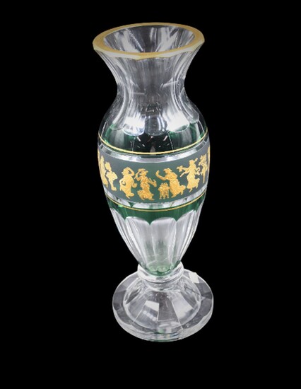 Vase en cristal du Val Saint Lambert. Décor... - Lot 12 - MJV Soudant